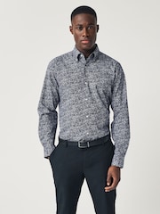 Navy Blue Floral Regular Fit Easy Iron Button Down Oxford Shirt - Image 1 of 8