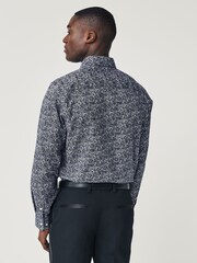 Navy Blue Floral Regular Fit Easy Iron Button Down Oxford Shirt - Image 3 of 8