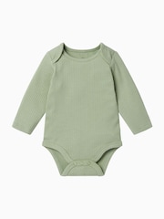 MORI Green Ribbed Stretch Long Sleeve Envelope Neckline Bodysuit - Image 3 of 3