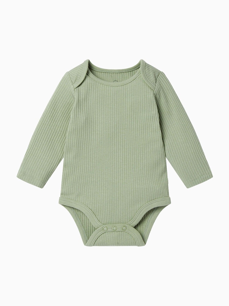 MORI Green Ribbed Stretch Long Sleeve Envelope Neckline Bodysuit - Image 3 of 3 MORI Green Ribbed Stretch Long Sleeve Envelope Neckline Bodysuit - Image 3 of 3