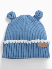 MORI Blue Bear Hat with Embroidery Stitch - Image 1 of 1