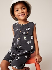 Grey/White Palm All-Over Print 100% Cotton All-In-One (3mths-7yrs) - Image 3 of 3