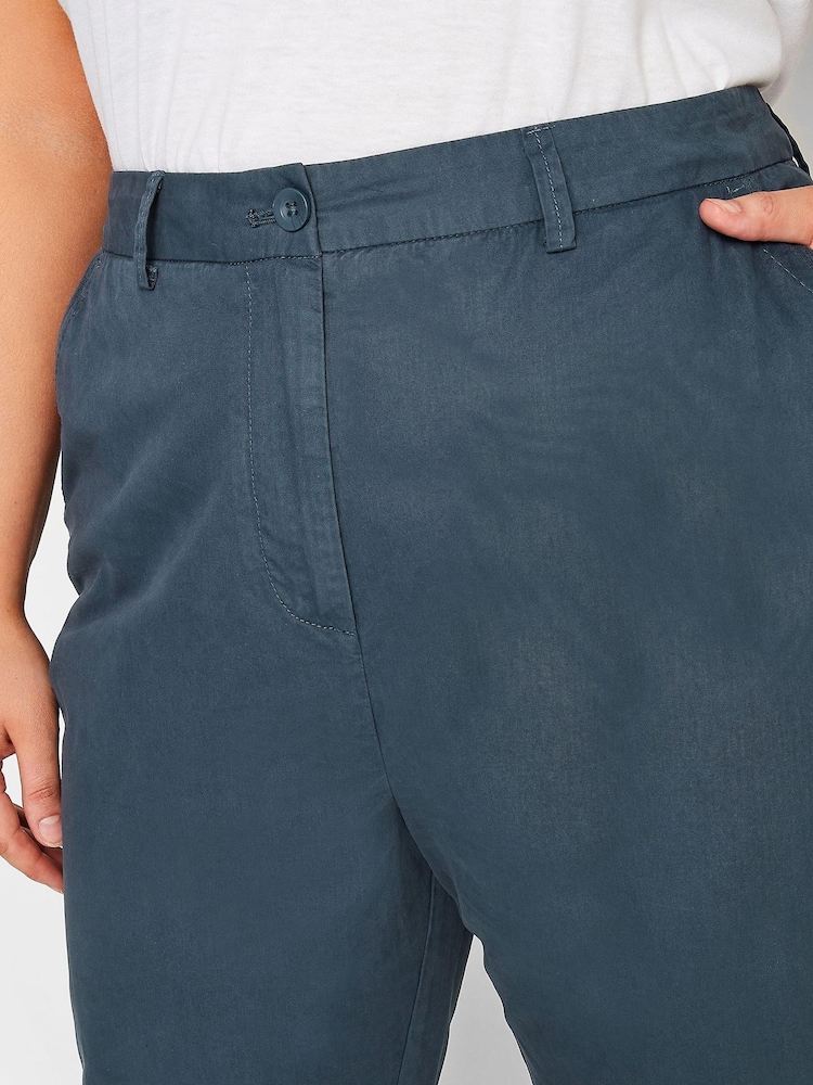 Yours Curve Blue Full Length Chino Trousers - Image 3 of 3 Yours Curve Blue Full Length Chino Trousers - Image 3 of 3