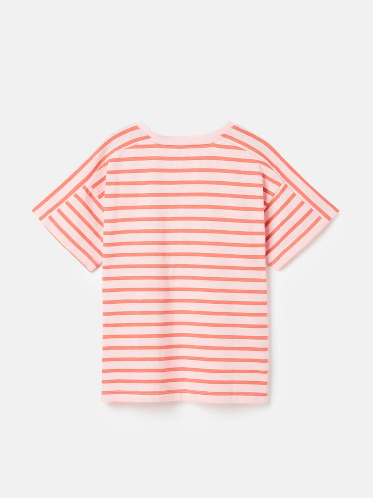 Joules Girls' Betty Pink Striped Short Sleeve T-Shirt - Image 2 of 5 Joules Girls' Betty Pink Striped Short Sleeve T-Shirt - Image 2 of 5