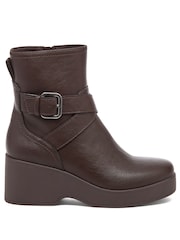 Rocket Dog Brown Jimmy Bangor Pu Wedge Ankle Boots - Image 2 of 6