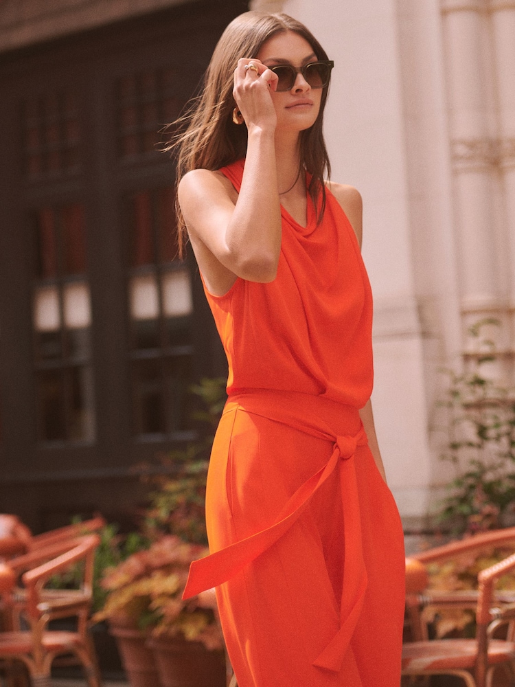 Reiss Orange Riley Cowl Neck Wide Leg Jumpsuit - Image 1 of 5