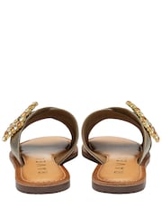 Ravel Gold Flat Leather Mule Sandals - Image 3 of 4
