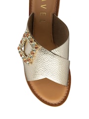 Ravel Gold Flat Leather Mule Sandals - Image 4 of 4