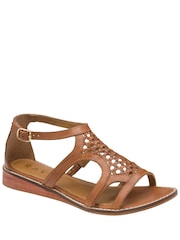 Ravel Brown Leather Wedge Sandals - Image 1 of 4