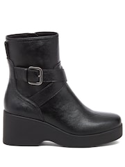 Rocket Dog Black Jimmy Bangor Pu Wedge Ankle Boots - Image 1 of 6