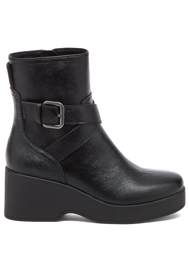 Rocket Dog Black Jimmy Bangor Pu Wedge Ankle Boots - Image 1 of 6 Rocket Dog Black Jimmy Bangor Pu Wedge Ankle Boots - Image 1 of 6