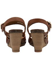 Ravel Brown Leather Wedge Sandals - Image 3 of 4
