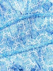 Blue Tile Print - Платье макси с короткими рукавами и завязкой спереди - Image 6 of 6
