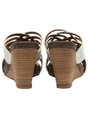 Ravel White Leather Wedge Strappy Mule Sandals - Image 3 of 4