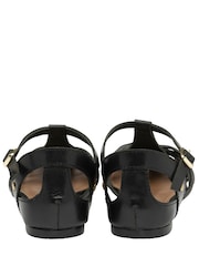Ravel Black Leather Flat Sandals - Image 3 of 4
