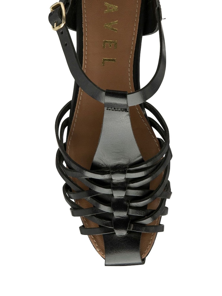 Ravel Black Leather Flat Sandals - Image 4 of 4