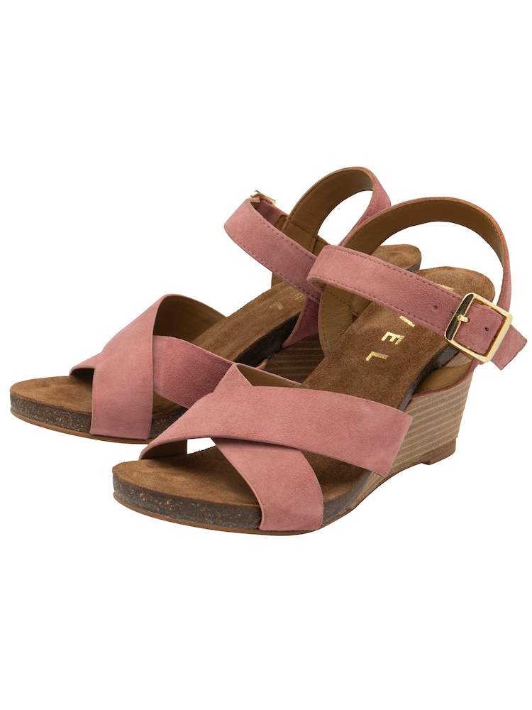 Ravel Pink Leather Wedge Sandals - Image 2 of 4
