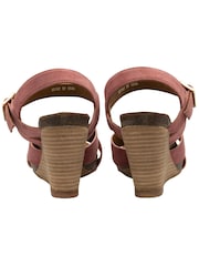 Ravel Pink Leather Wedge Sandals - Image 3 of 4