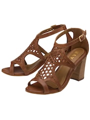 Ravel Brown Leather Heeled Sandals - Image 2 of 4