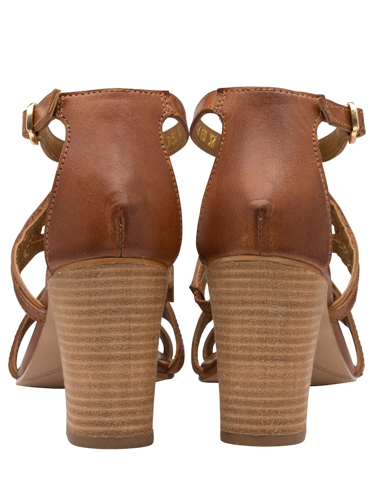Ravel Brown Leather Heeled Sandals - Image 3 of 4