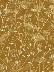 Clarissa Hulse Mustard  Pewter Wild Chervil 10M Wallpaper - Image 2 of 3