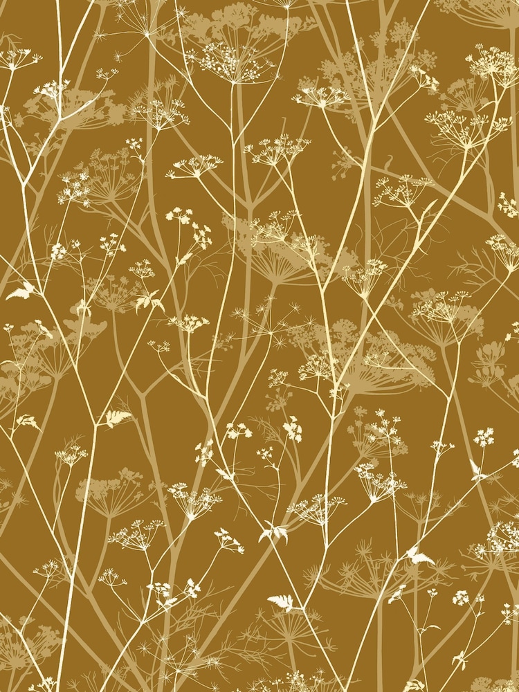 Clarissa Hulse Mustard Pewter Wild Chervil 10M Wallpaper - Image 2 of 3 Clarissa Hulse Mustard Pewter Wild Chervil 10M Wallpaper - Image 2 of 3