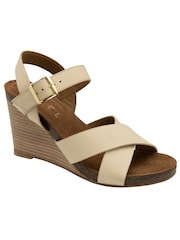 Ravel Nude Leather Wedge Sandals - Image 1 of 4