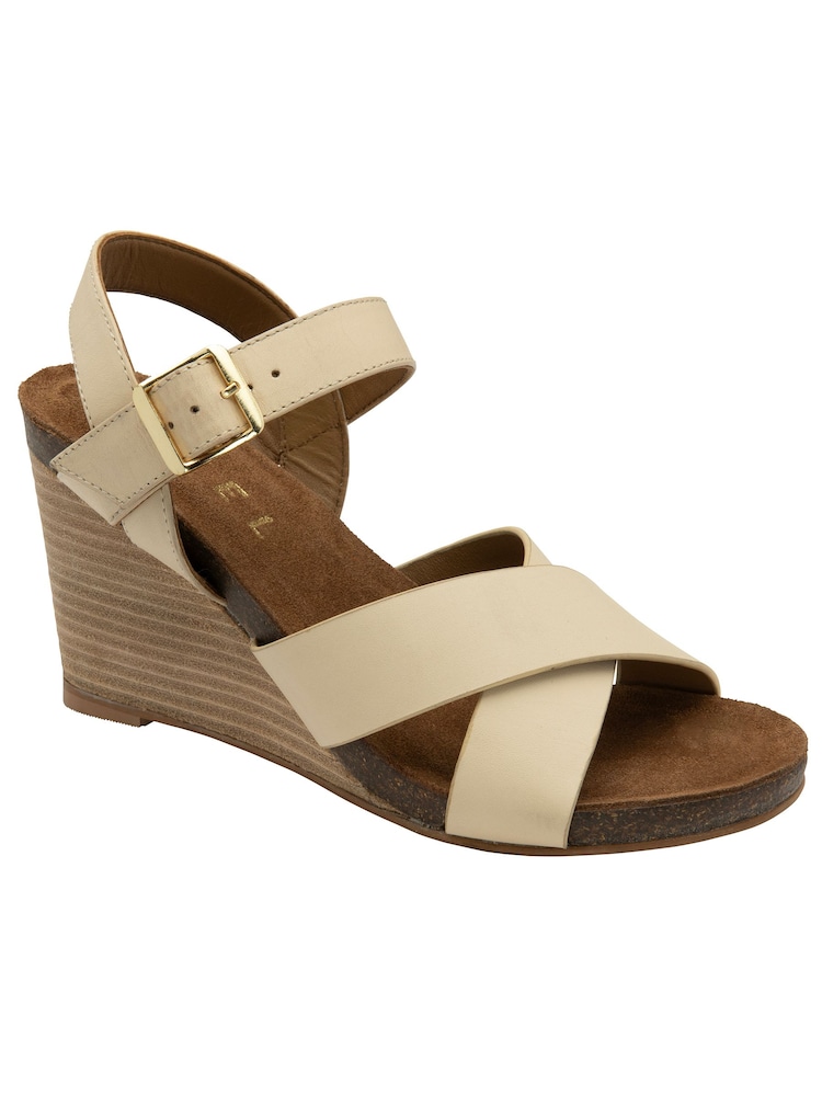 Ravel Nude Leather Wedge Sandals - Image 1 of 4