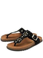 Ravel Black Leather Mule Toe Post Sandals - Image 2 of 4