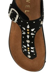 Ravel Black Leather Mule Toe Post Sandals - Image 4 of 4