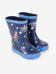 JoJo Maman Bébé Navy Blue Rocket Printed Lined Wellies - Image 1 of 5
