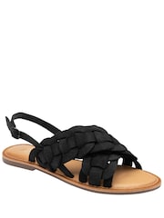 Ravel Black Suede Slingback Flat Sandals - Image 1 of 4