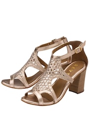 Ravel Gold Leather Heeled Sandals - Image 2 of 4