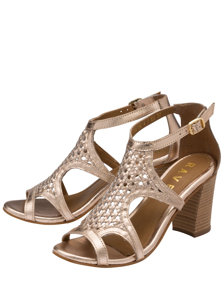 Ravel Gold Leather Heeled Sandals - Image 2 of 4