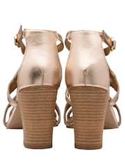 Ravel Gold Leather Heeled Sandals - Image 3 of 4