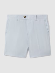 Reiss Soft Blue Kin 9-13 yrs Slim Fit Linen Adjustable Shorts - Image 2 of 4