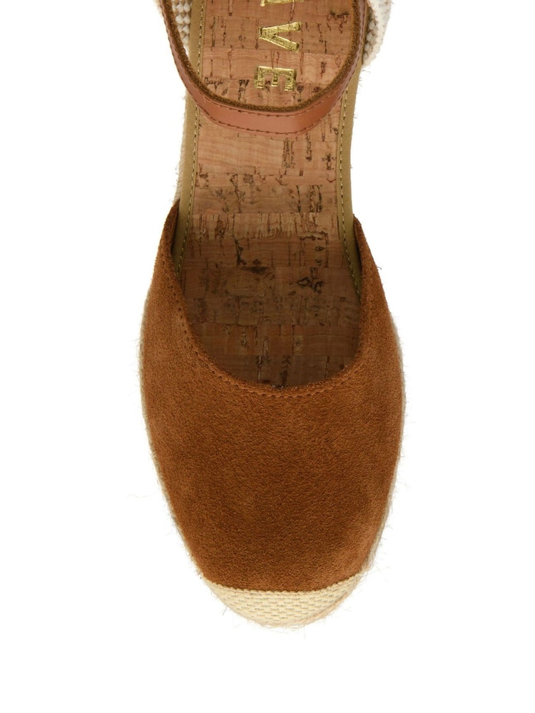 Brązowy - Espadryle Ravel na koturnie z paskiem na kostce - Image 4 of 4