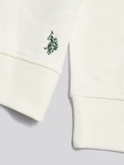 U.S. Polo Assn. Cream Bouclé Appliqué V-Neck Sweatshirt - Image 3 of 3