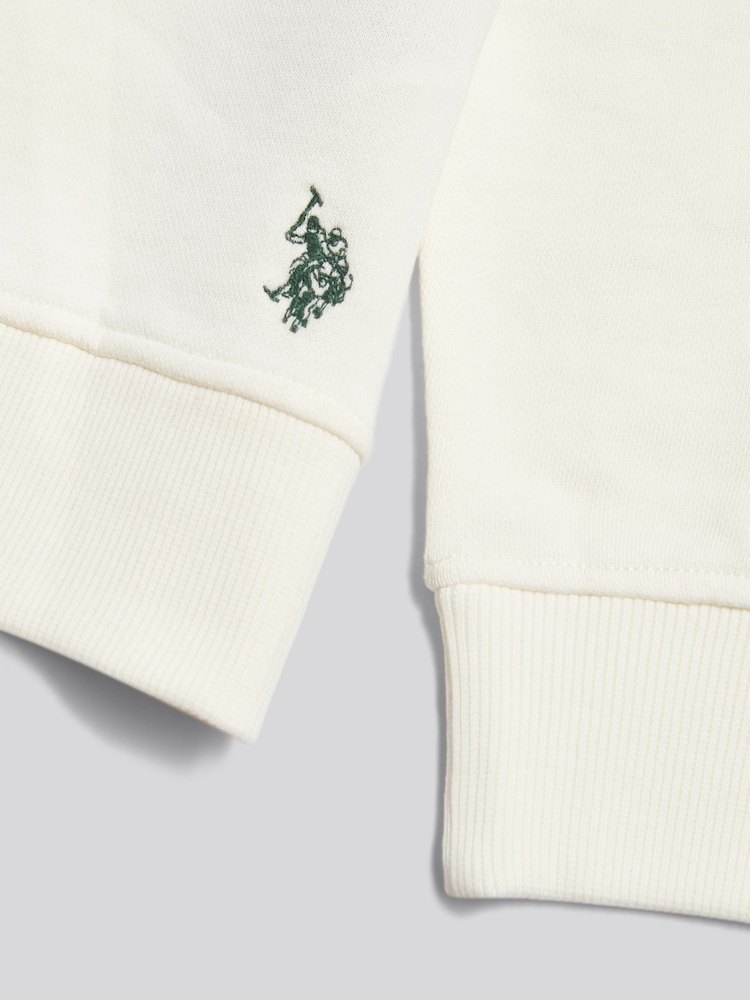 U.S. Polo Assn. Cream Bouclé Appliqué V-Neck Sweatshirt - Image 3 of 3 U.S. Polo Assn. Cream Bouclé Appliqué V-Neck Sweatshirt - Image 3 of 3