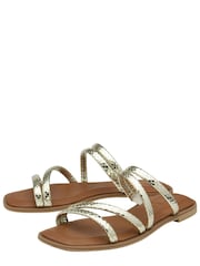 Ravel Silver/Brown Flat Strappy Mule Sandals - Image 2 of 4