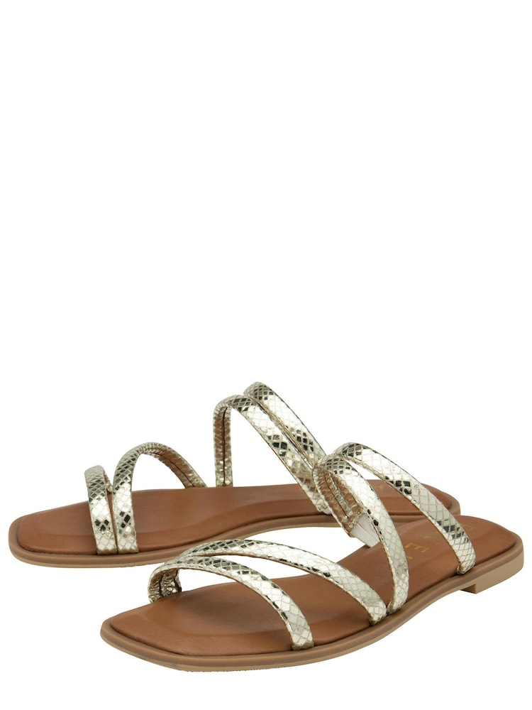 Ravel Silver/Brown Flat Strappy Mule Sandals - Image 2 of 4