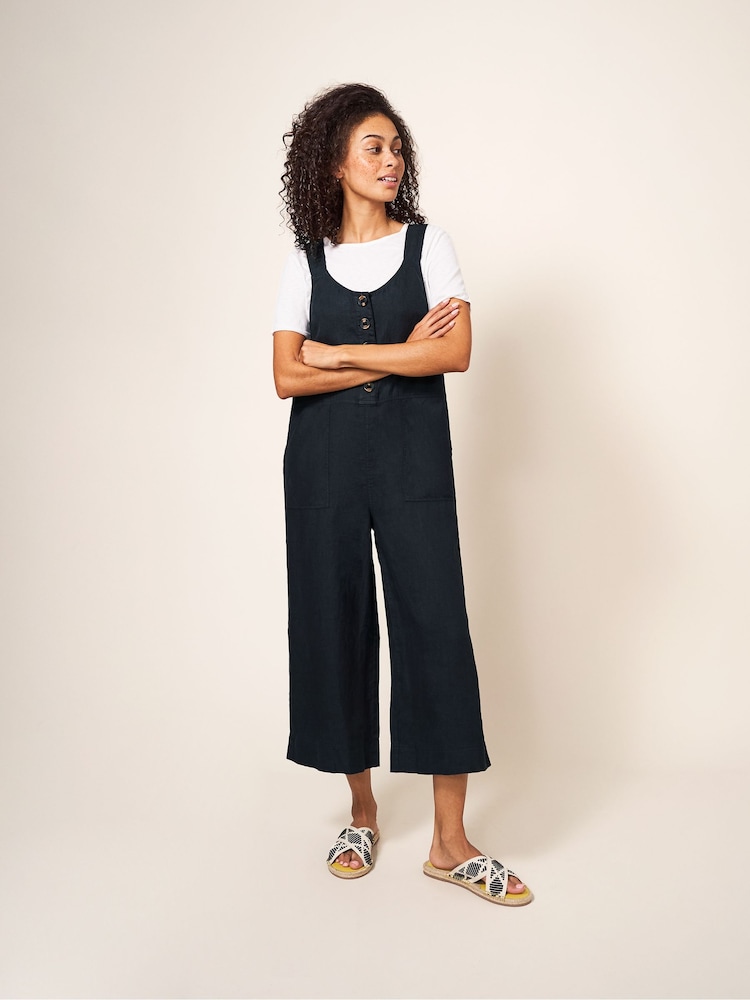 White Stuff Black Viola 100% Linen Dungarees - Image 2 of 4