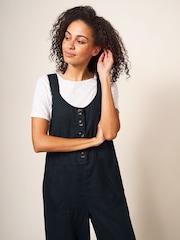 White Stuff Black Viola 100% Linen Dungarees - Image 4 of 4