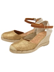 Ravel Gold Ankle Strap Wedge Espadrilles - Image 2 of 4