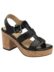 Ravel Black Block Heel Peep Toe Sandals - Image 1 of 4