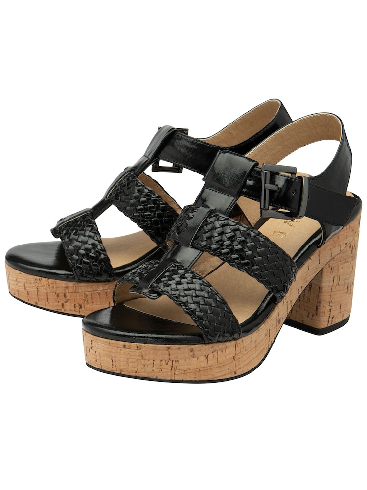 Ravel Black Block Heel Peep Toe Sandals - Image 2 of 4