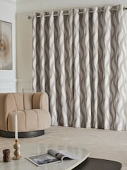 Cortinas revestidas com ilhós Jacquard Swirl - Imagem 3 de 5