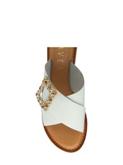 Ravel White Flat Leather Mule Sandals - Image 4 of 4