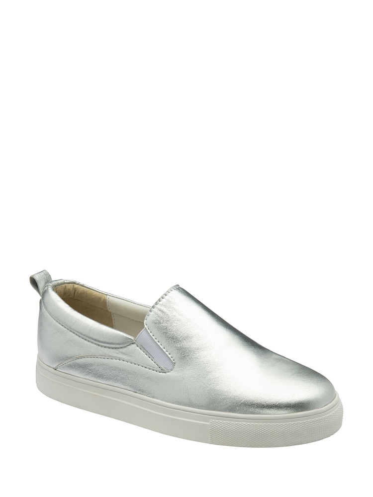 Ravel Silver Leather Slip-Ons Trainers - Image 1 of 4 Ravel Silver Leather Slip-Ons Trainers - Image 1 of 4
