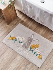 Grey Bunnies 100% Cotton Bath Mat - Image 1 of 3
